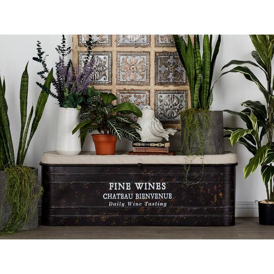 Brown Industrial Metal Storage Bench, 17" x 48"